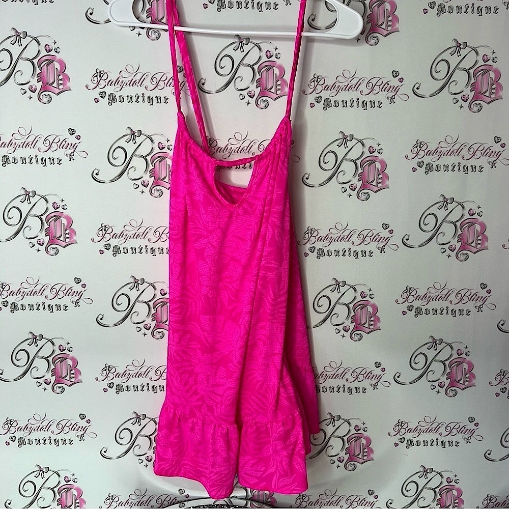 Hurley dress tropical floral neon bright Vibrant Pink Sleeveless